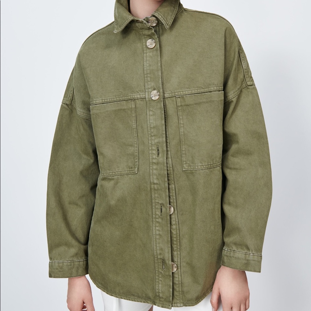 Zara oversized cargo khaki jacket shacket size small